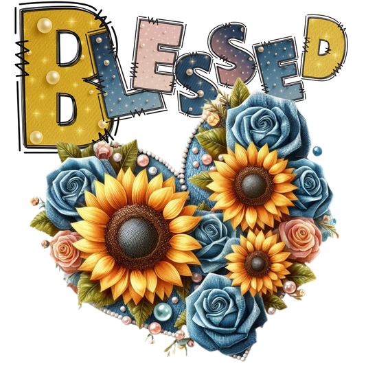 Blessed Denim Heart